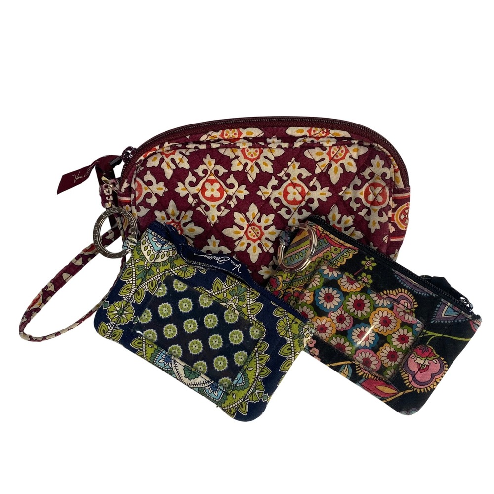 Vera Bradley Bundle Wristlet Quilted Zip Pouch Coin Holder ID Card Case‎ Floral